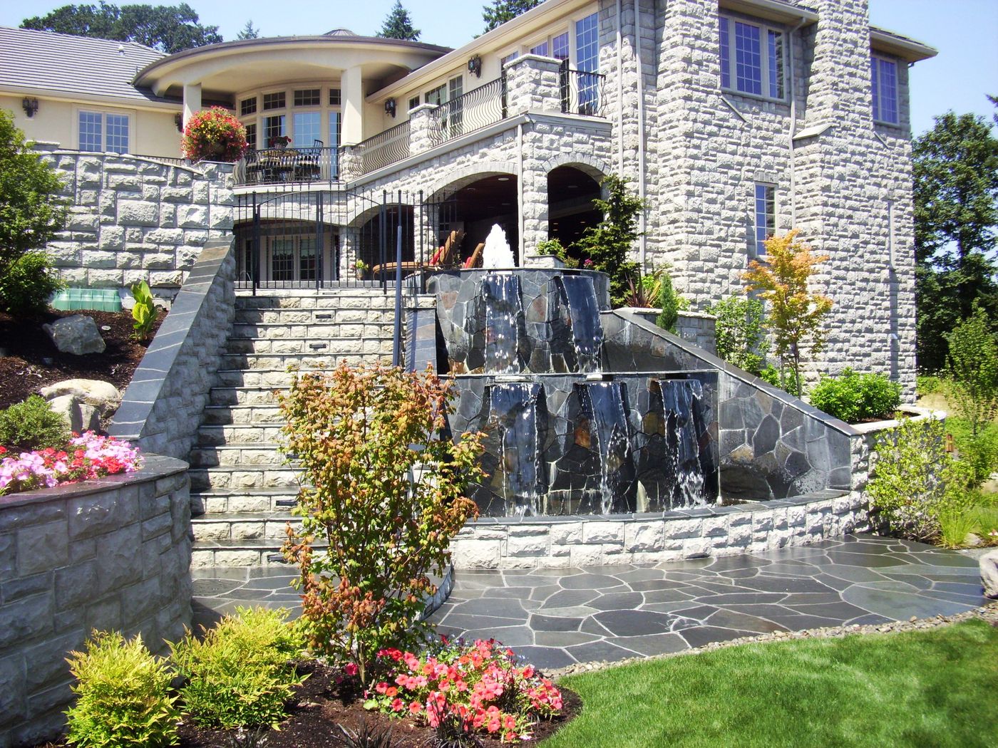 Grand Stone Staircase & Waterfall